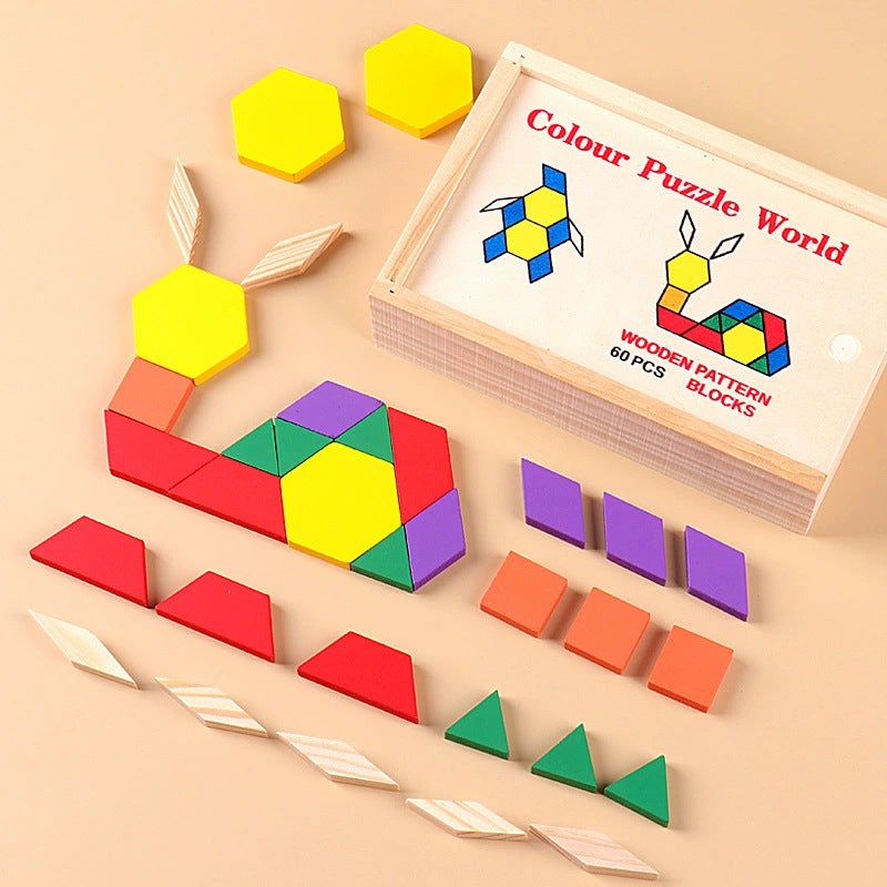 Wooden Three-Dimensional Jigsaw Puzzle Jigsaw Puzzle Geometric Intelligence Development Building Blocks Kindergarten Children'S Educational Toys For 3 To 6 Years Old - Image 1